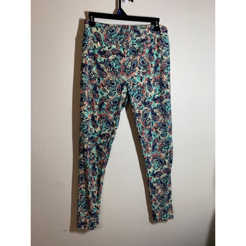 LulaRoe Tall & Curvy Paisly Print Leggings Womens Teal AD6
